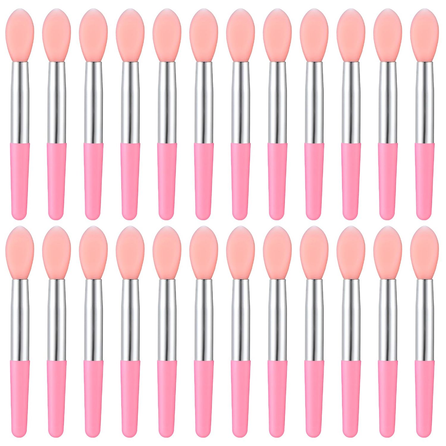 Silicone Lip Brush, 24 Pcs Reusable Lipstick Applicator Wands Silicone Makeup Applicator Lip Gloss Applicator Wands Pink Lip Mask Applicator Silicone Makeup Brush fit Balm Mask Oil