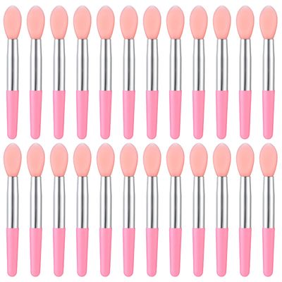Silicone Lip Brush, 24 Pcs Reusable Lipstick Applicator Wands Silicone Makeup Applicator Lip Gloss Applicator Wands Pink Lip Mask Applicator Silicone Makeup Brush fit Balm Mask Oil