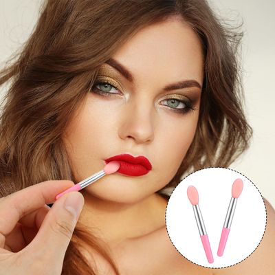 Silicone Lip Brush, 24 Pcs Reusable Lipstick Applicator Wands Silicone Makeup Applicator Lip Gloss Applicator Wands Pink Lip Mask Applicator Silicone Makeup Brush fit Balm Mask Oil