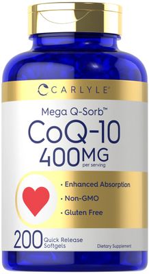 Carlyle Coq10 400mg Softgels | 200 Count | Non-GMO and Gluten Free Supplement | High Absorption