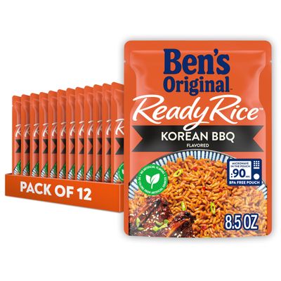 BEN&#39;S ORIGINAL Ready Rice Korean BBQ Flavored Rice, Easy Dinner Side, 8.5 OZ Pouch (Pack of 12)