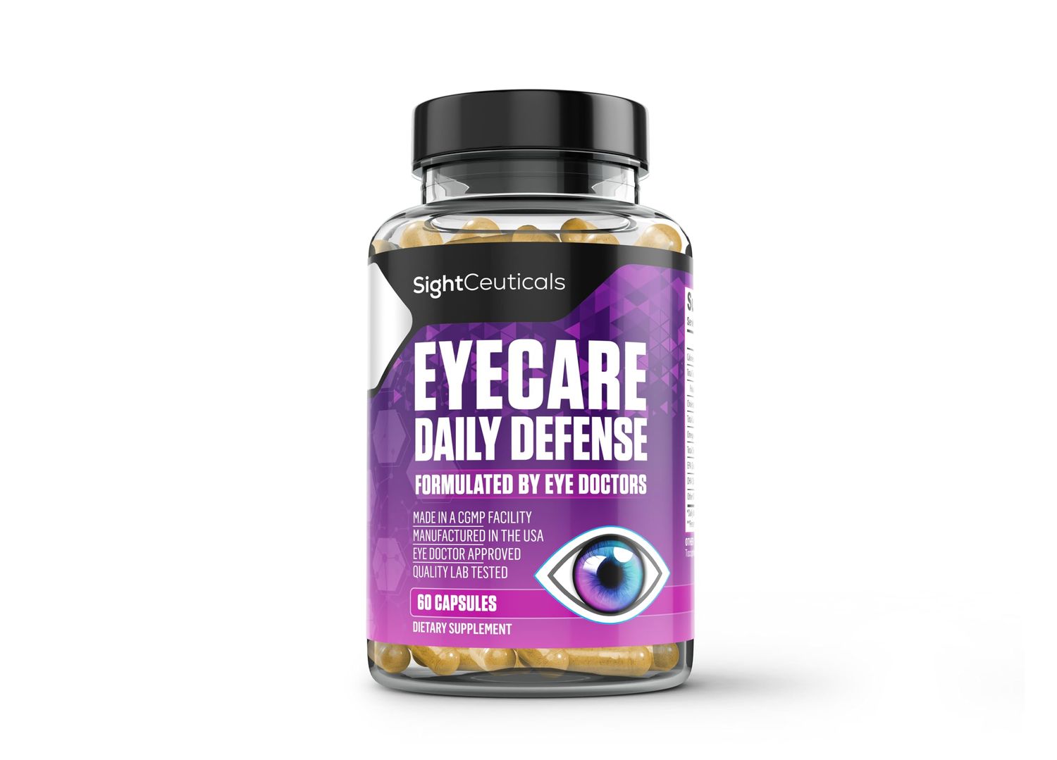 SightCeuticals Eyecare Daily Defense Eye Vitamin Doctor Formulated with Lutein, Zeaxanthin, Astaxanthin, Made in The USA, Dairy &amp; Soy Free, Non-GMO, Gluten Free, Vegan