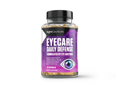 SightCeuticals Eyecare Daily Defense Eye Vitamin Doctor Formulated with Lutein, Zeaxanthin, Astaxanthin, Made in The USA, Dairy &amp; Soy Free, Non-GMO, Gluten Free, Vegan