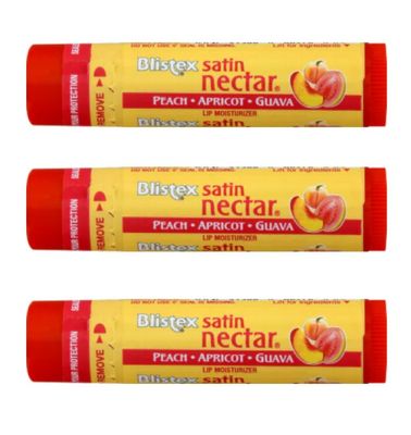 Blistex Peach Apricot Guava Satin Nectar Lip Moisturizer, 3 Pack