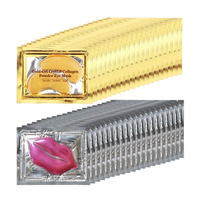 Reengull 40 Pairs 24K Gold Eye Masks &amp; Lip Masks, Crystal Collagen Under Eye Patches for Puffy Eye, Moisturizing Skin Care Lip Eyes Patches for Dark Circles, Wrinkles and Fine Lines (gold and pink)