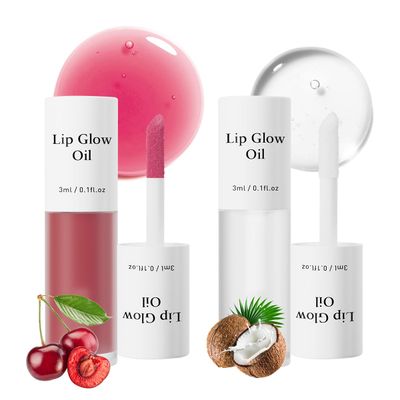 Aaiffey 2Pcs Hydrating Lip Glow Oil,Plumping Lip Gloss,Moisturizing Transparent and Nourishing Non-stick Cup Fruit Flavored Lip Oil for Reducing Lip Lines and Lip Care(0407)