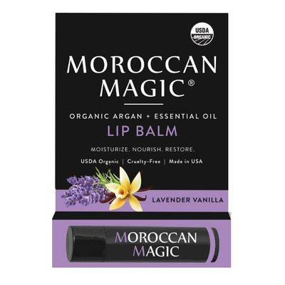Moroccan Magic Argan &amp; Essential Oil Lip Balm, Lavender Vanilla, USDA Certified Organic, 0.15 Ounce (Pack of 6)
