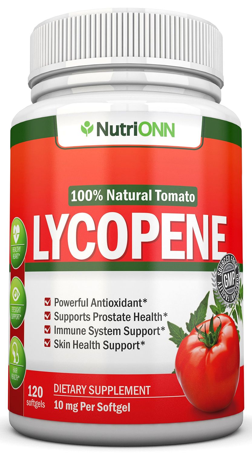 NutriONN Lycopene - 10MG - 120 Softgels - 3 Month Supply - Premium Quality Antioxidant - 100 Natural Tomato - Great for Prostate Health, Immune System Support, Heart Health and Eyesight Support