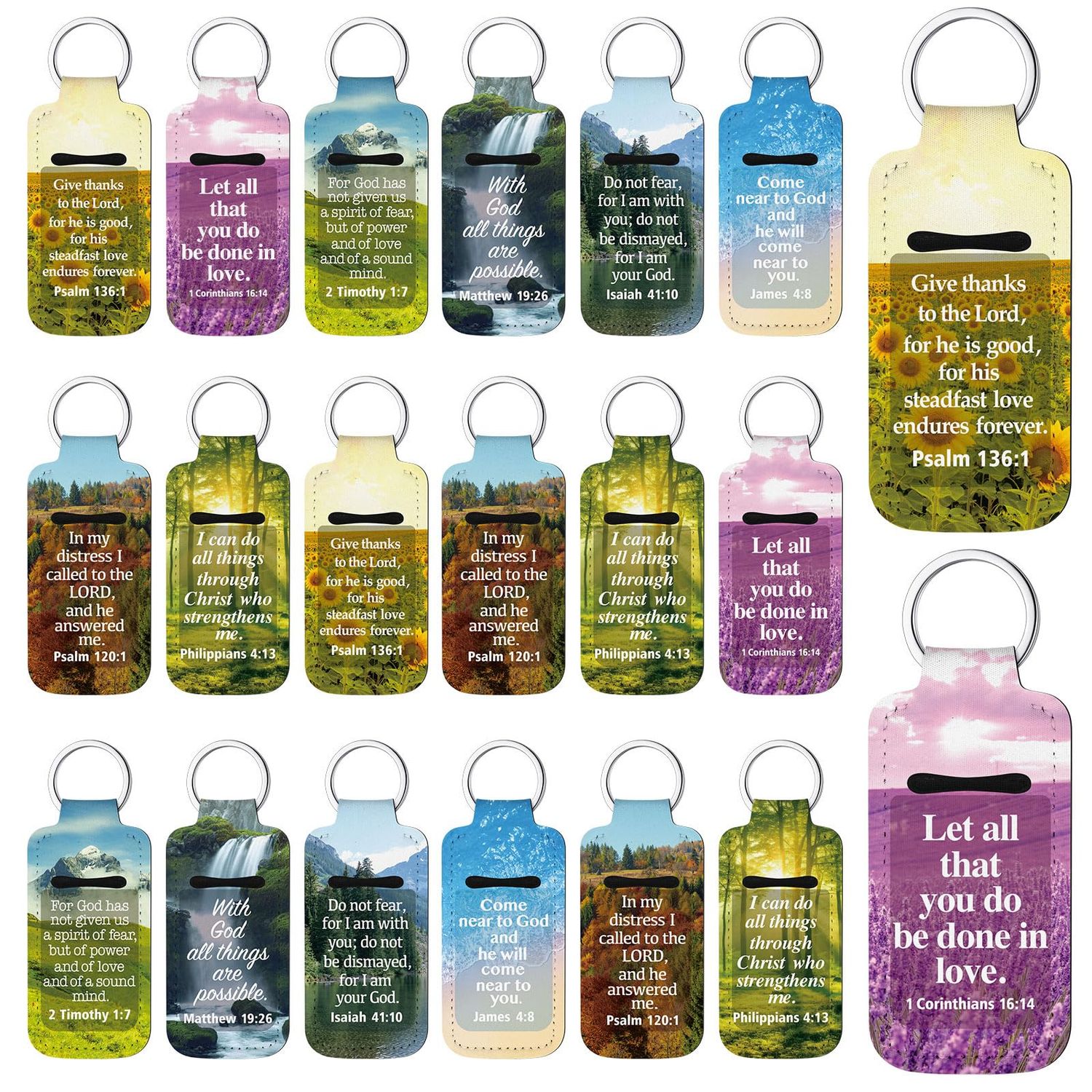 Ecation 72 Pcs Christian Lipstick Holder Key Chain Bulk Lip Balm Holder with Metal Ring Lipstick Lip Gloss Pouch Religious Party Bible Inspiration Gift for Women Man Church Pastor(Retro)