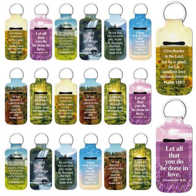 Ecation 72 Pcs Christian Lipstick Holder Key Chain Bulk Lip Balm Holder with Metal Ring Lipstick Lip Gloss Pouch Religious Party Bible Inspiration Gift for Women Man Church Pastor(Retro)