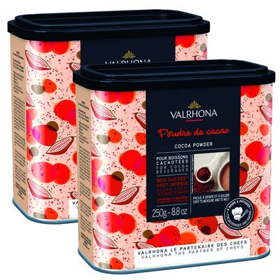 Valrhona Dark French Cocoa Powder. Chefs Choice Cocoa Powder. Warm, Red Color, Pure, Dark, Intense Flavor. Poudre de Cacao. Great for Desserts and Hot Chocolate. Kosher. 250g (Pack of 2)