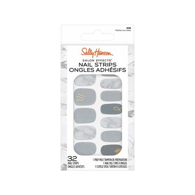 Sally Hansen Salon Effects, Marble-ous Slate, Nail Strips, No UV Light Needed, No Dry Time, Long-Lasting, Non-Damaging, No Chipping