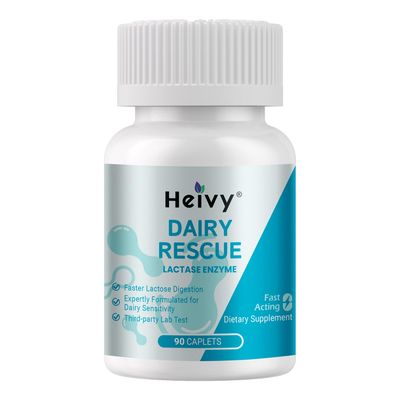 Heivy Lactase Enzyme 9000 FCC Dairy Relief Fast Acting Supplement, Lactose Intolerance Pills 90 Caplets