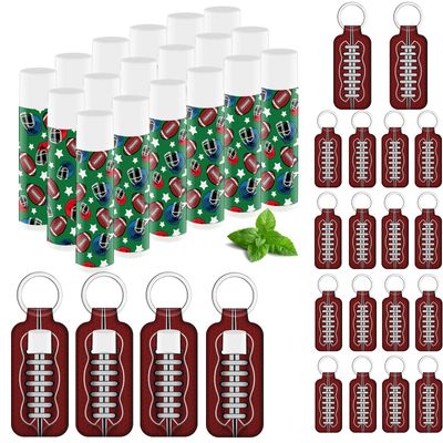 18 Sets Football Lip Balm Bulk and Moisturizing Lipstick Holder Keychains Set Sports Gift for Team Teen Adults football Birthday Party Game Decorations Football Party Supplies