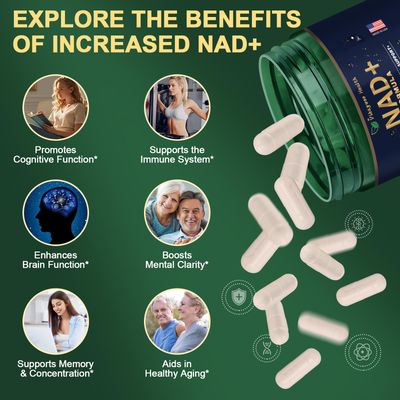 Vikaywoo NAD Supplement 1585 Mg -True NAD &amp; Resveratrol, NMN Alternative Liposomal NAD for Women &amp; Men, Support Cellular Health, Stamina &amp; Healthy Aging - 120 Capsules