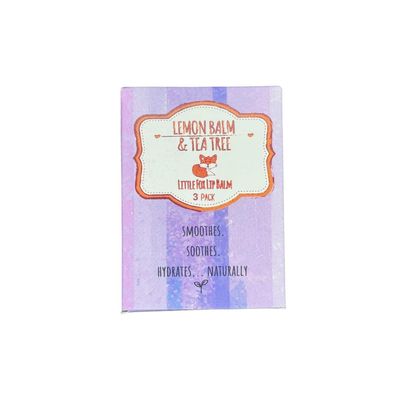 Little Fox Lip Balm - Lemon Balm &amp; Tea Tree Organic Lip Balm Three Pack. Cold Sores, 100 Plant Based, 3 x 0.16 Ounces Tubes