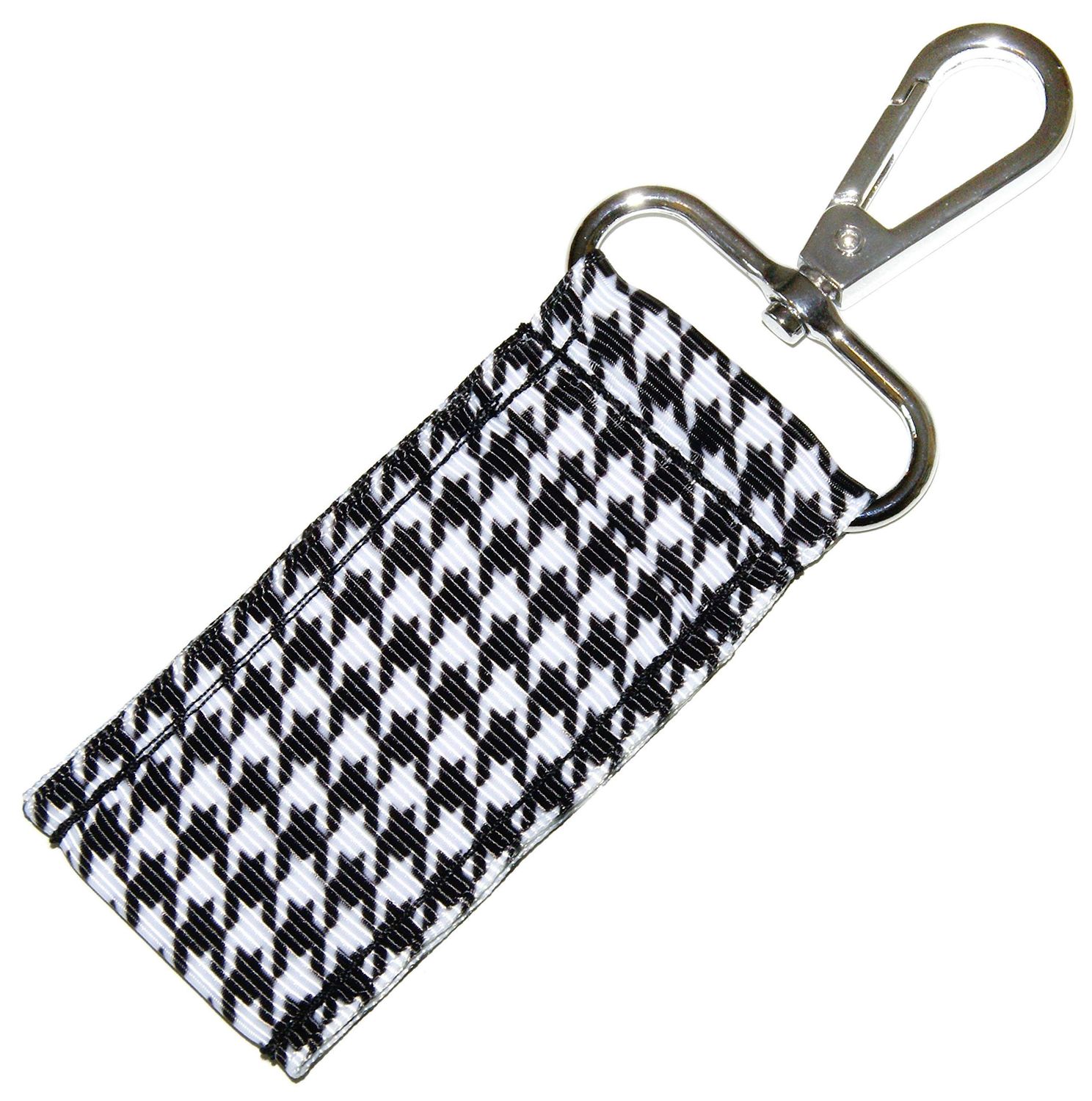 Black and White Houndstooth Check Lip Balm Holder - Holds Lip Balm or Chap Stick - Clips to Keychain, Purse, Lanyard or Backpack - Handmade by Green Acorn Kitchen