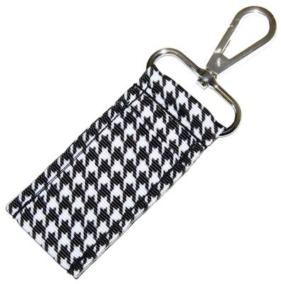 Black and White Houndstooth Check Lip Balm Holder - Holds Lip Balm or Chap Stick - Clips to Keychain, Purse, Lanyard or Backpack - Handmade by Green Acorn Kitchen