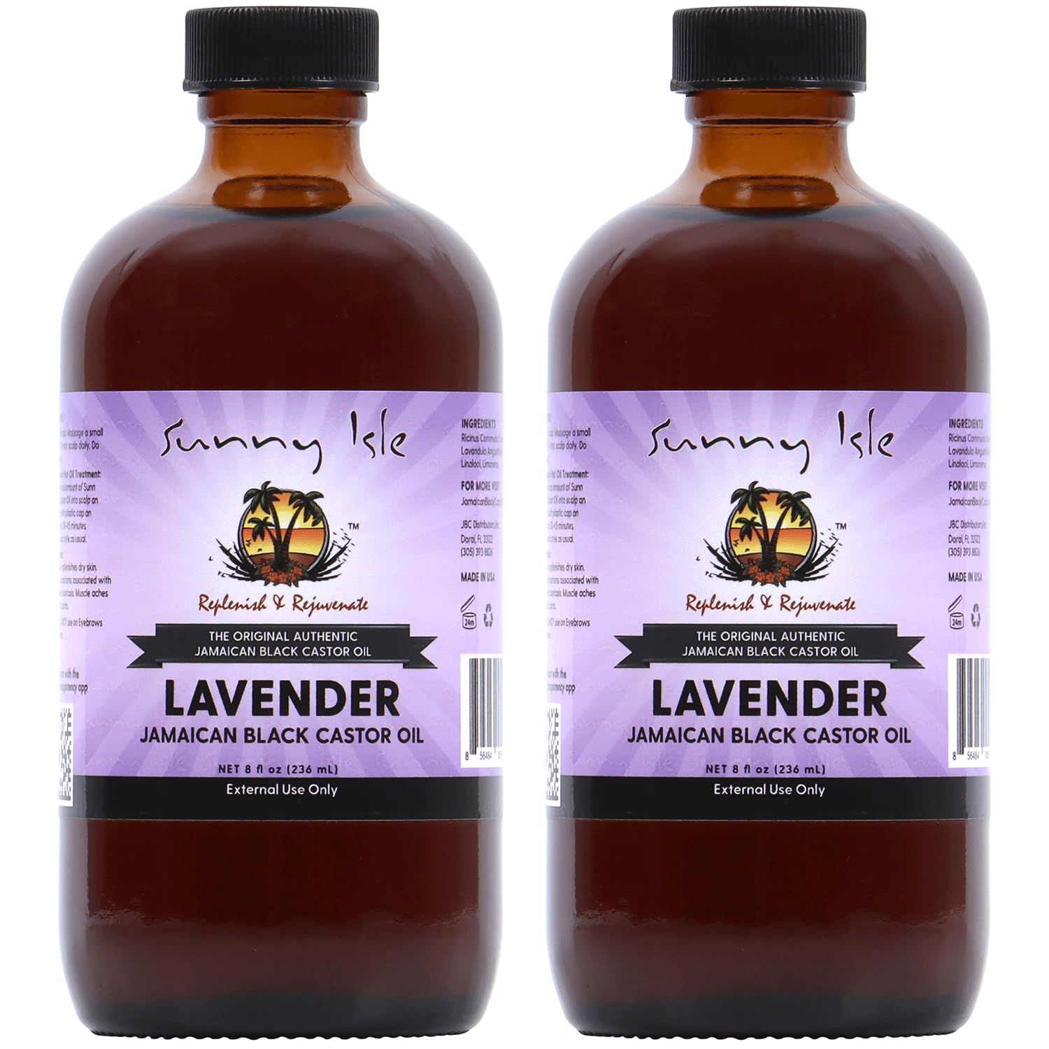 Sunny Isle Lavender Jamaican Black Castor Oil 8oz (Pack of 2)