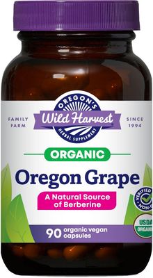 Oregon&#39;s Wild Harvest, Certified Organic Oregon Grape, Berberine Supplement, 1140 mg, 90 Count