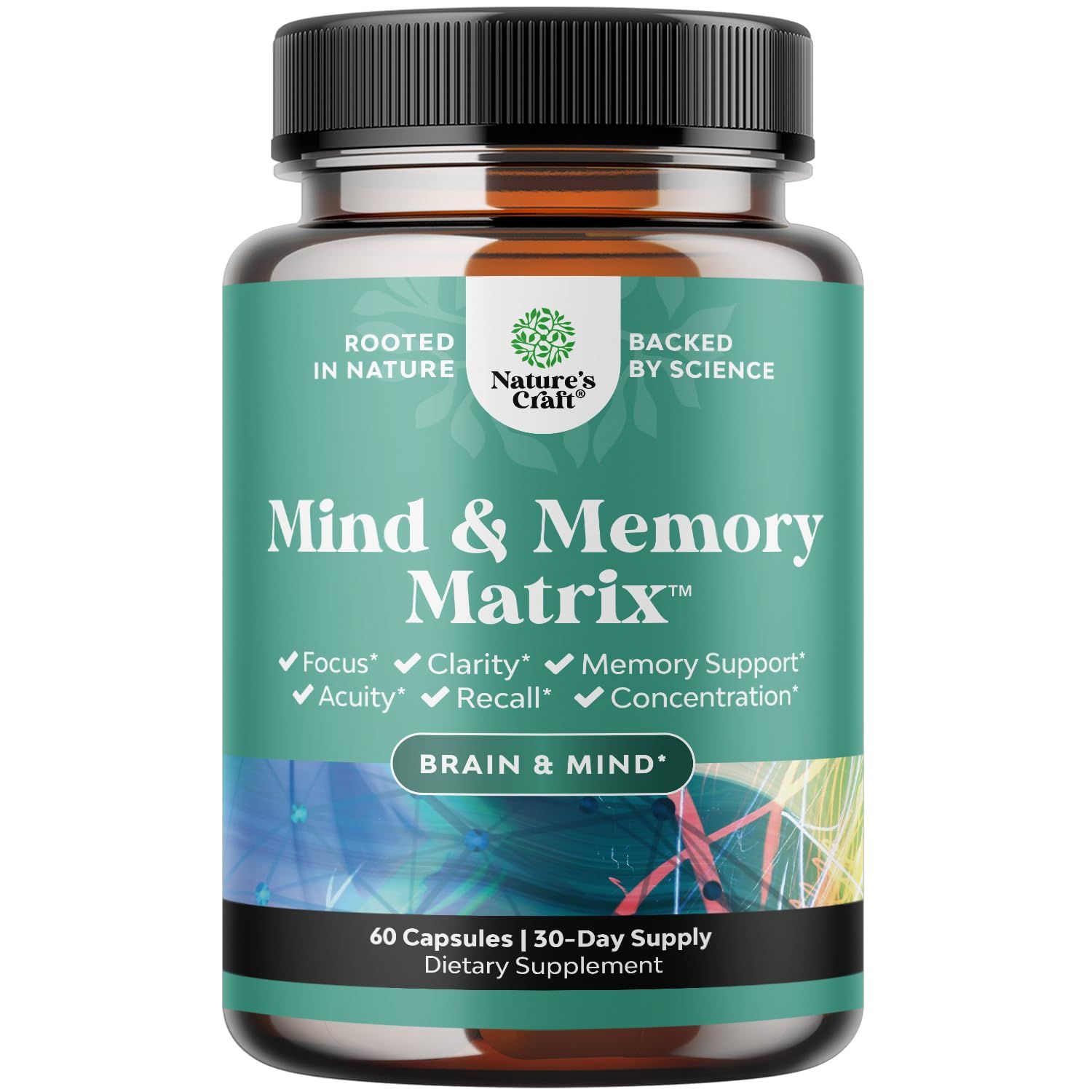 Advanced Brain Supplement for Memory and Focus - Nootropics Brain Support Supplement with Memory and Focus Vitamins for Adults of All Ages - for Brain Fog Clarity Energy and Recall