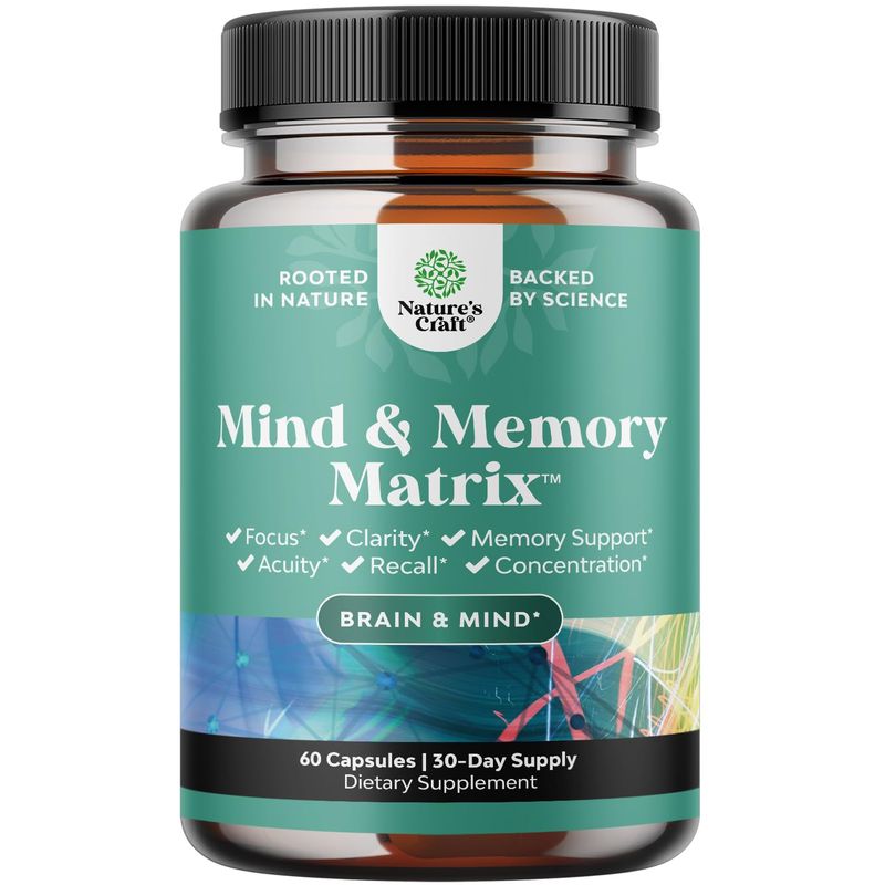 Advanced Brain Supplement for Memory and Focus - Nootropics Brain Support Supplement with Memory and Focus Vitamins for Adults of All Ages - for Brain Fog Clarity Energy and Recall