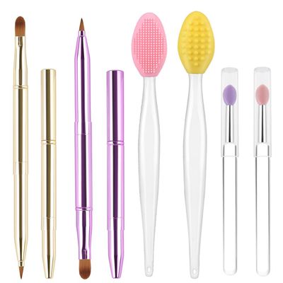 6 PCS Retractable Lip Brush for Lipstick Dual-Ended Lip Scrubber Exfoliator Silicone Lip Scrub Brush