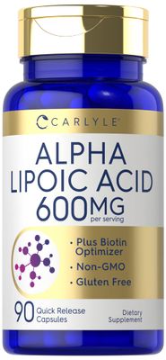Carlyle Alpha Lipoic Acid 600mg | Plus Biotin Optimizer | 90 Capsules | Non-GMO &amp; Gluten Free Supplement