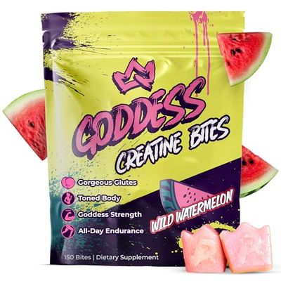 Primal Queen Goddess Creatine Gummies - Low-Sugar Chewable Creatine for Women | Booty and Muscle Builder, Faster Recovery, Strength | High-Potency Wild Watermelon Flavor - 150 Bites (5g per Serving)