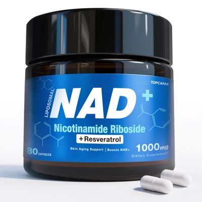 NAD Supplement - NAD Nicotinamide Riboside Resveratrol, Liposomal NAD Supplement 1000mg for for Women &amp; Men - Healthy Aging, Brain and Cellular Energy, Non-GMO, Gluten-Free 80 Capsules