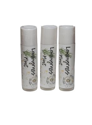 Golden Hives Apiary Moisturizing Lip Balm With Raw Beeswax &amp; Organic Cocoa Butter - Lemongrass Mint (pack of 3)