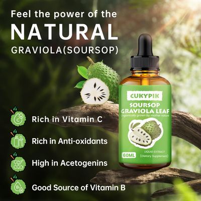 JUYIHEAL Mineral Supplements Soursop Graviola Leaf Extract Liquid Drop Plus Pure Botanical for Cell Support, Zzz &amp; Antioxidant - Soursop Bitters Liquid, 2-4 Month Supply, 2 Fl Oz