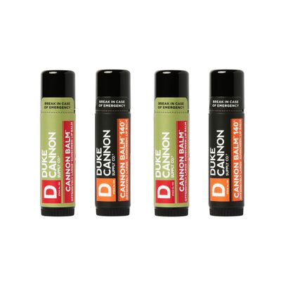 Duke Cannon Cannon Lip Balm 140 &amp; Tactical Lip Protectant Bundle - SPF 30 &amp; SPF 15, Blood Orange Mint &amp; Fresh Mint Flavors, 4-Pack (2 Pack Each Flavor)