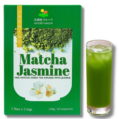Satoen Jasmine Ceremonial Grade Matcha Powder - Matcha Ceremonial Grade Green Tea Powder from Spring First Harvest with Jasmine Flavor - Ideal for Matcha Tea, Iced Tea, Ice Lattes - Japanese Tea Ma...