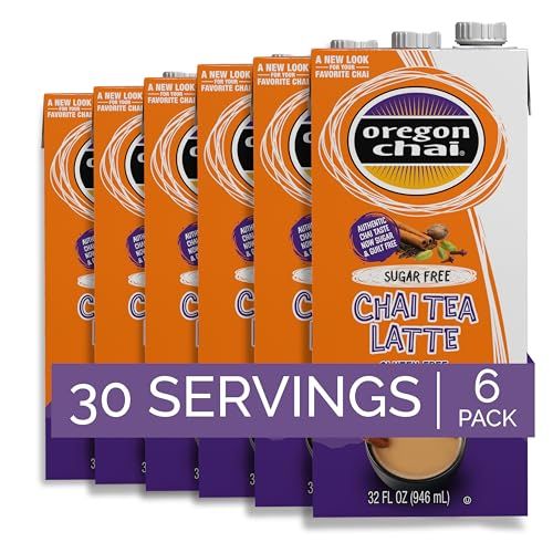 Oregon Chai Sugar Free Chai Concentrate, 32 Fluid Ounce (Pack of 6)