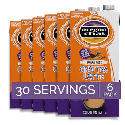Oregon Chai Sugar Free Chai Concentrate, 32 Fluid Ounce (Pack of 6)