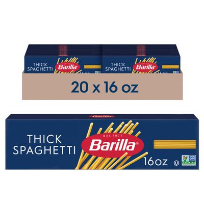 Barilla Thick Spaghetti Pasta, 16 oz. Box (Pack of 20) - Non-GMO, Made with Durum Wheat Semolina - Kosher Certified