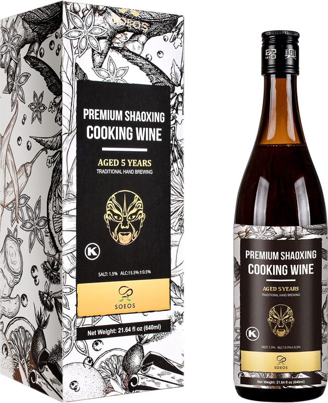Soeos Cooking Wine,Shaoxing Rice Wine,Chinese Cooking Wine,Rice Cooking Wine,Shaoxing Wine Chinese Cooking Wine,Shao Hsing Rice Wine,21.64 fl oz (640 ml),1 Packs,Premium 5 Year Aged Cooking Wine