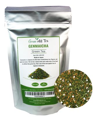 Japanese Genmaicha Popcorn Green Tea premium green tea helps the stomach to digest - 4 Oz Bag
