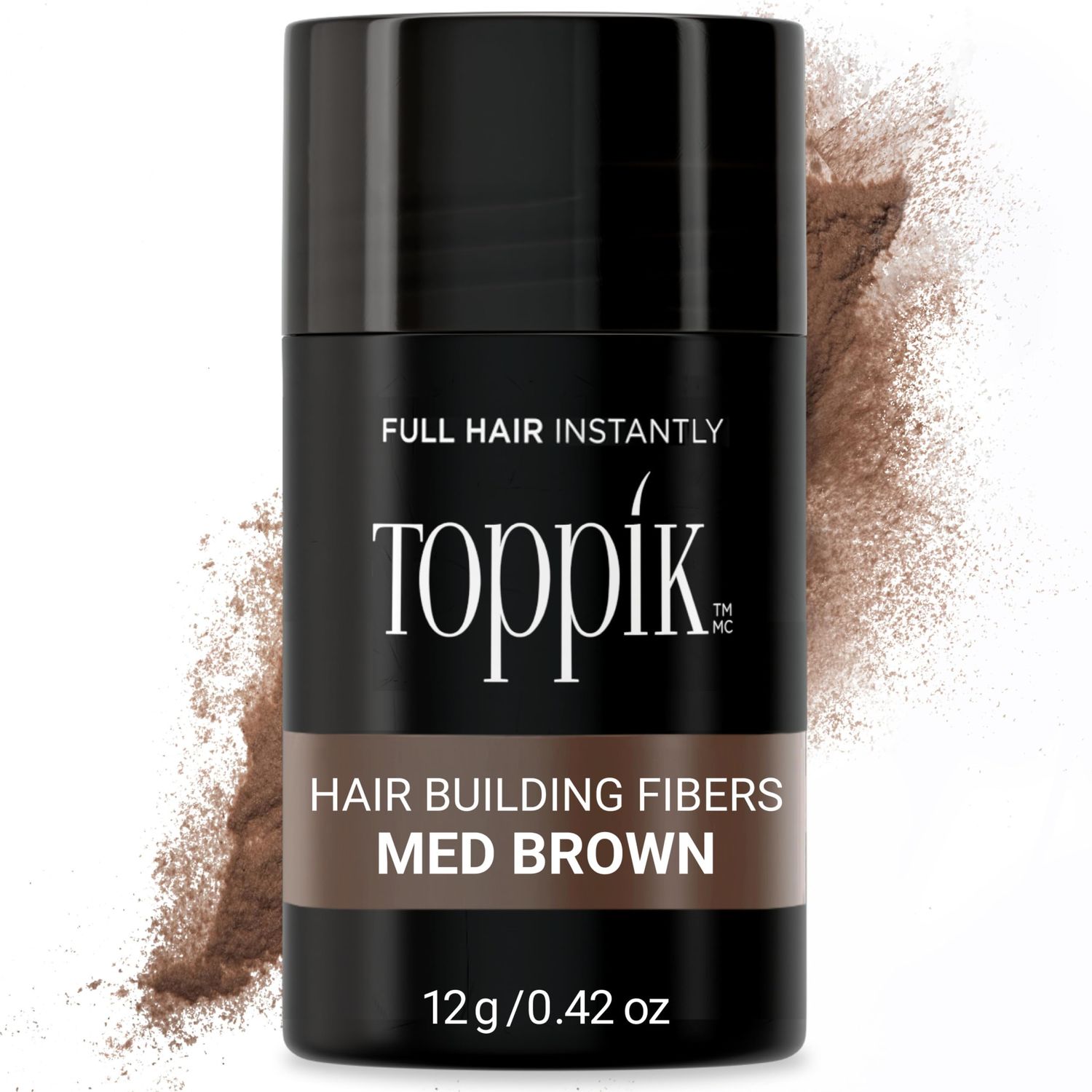 Toppik Hair Building Fibers, Medium Brown, 12g Fill In Fine or Thinning Hair Instantly Thicker, Fuller Looking Hair 9 Shades for Men &amp; Women