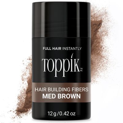 Toppik Hair Building Fibers, Medium Brown, 12g Fill In Fine or Thinning Hair Instantly Thicker, Fuller Looking Hair 9 Shades for Men &amp; Women