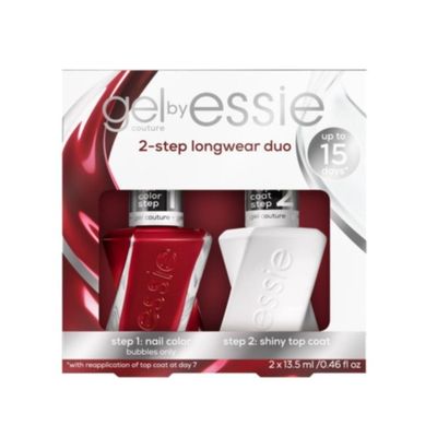 essie gel couture Gel-like Nail Polish Set with Top Coat, Vegan, Red Nail Polish, Bubbles Only Kit, 1 Kit