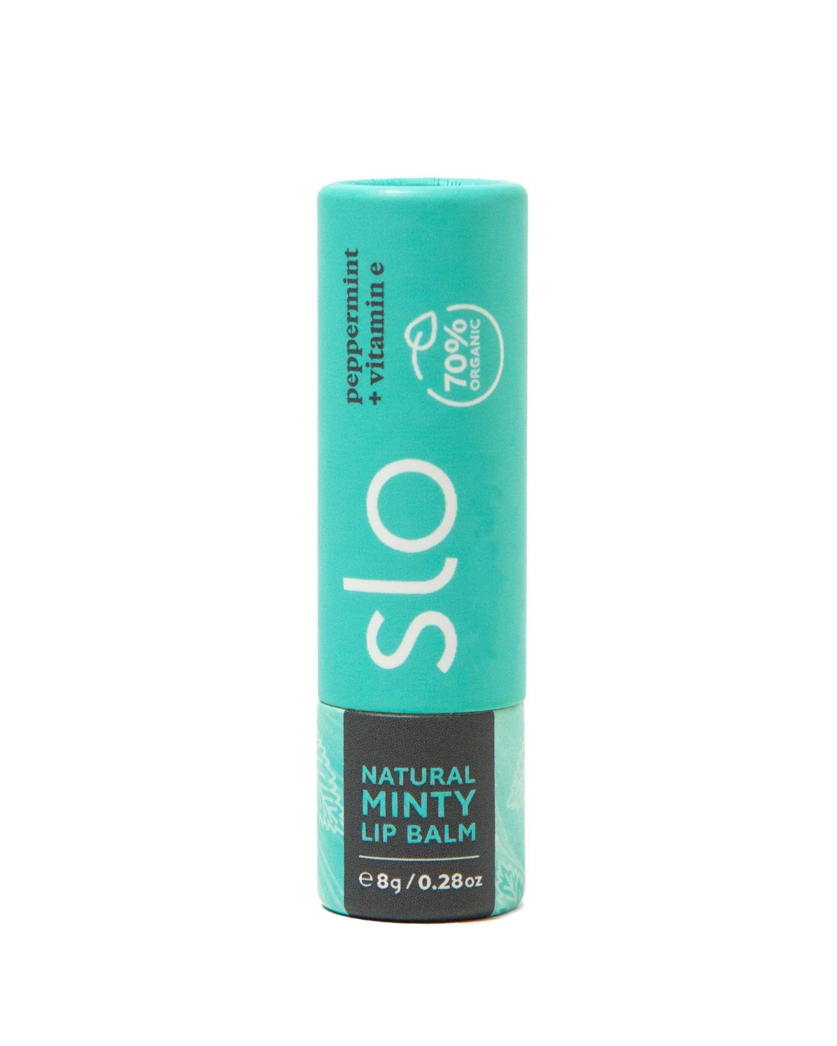 Slo | Natural Lip Balm - All Natural Ingredients, Vegan &amp; Cruelty Free, Hydrating &amp; Soothing, Plastic Free, Paper Packaging | Peppermint Vitamin E, (0.28oz/8g)