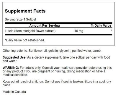 Swanson Lutein 10 Milligrams 60 Sgels