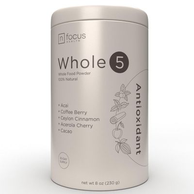 NFOCUS HEALTH Whole5 - Superfood Whole Food Powder - Antioxidant &amp; Longevity Mix w/Organic Acai, Cacao, Ceylon Cinnamon, Coffee Fruit &amp; Acerola Cherry - Perfect Smoothie, Shake &amp; Morning Bowl Add Ins