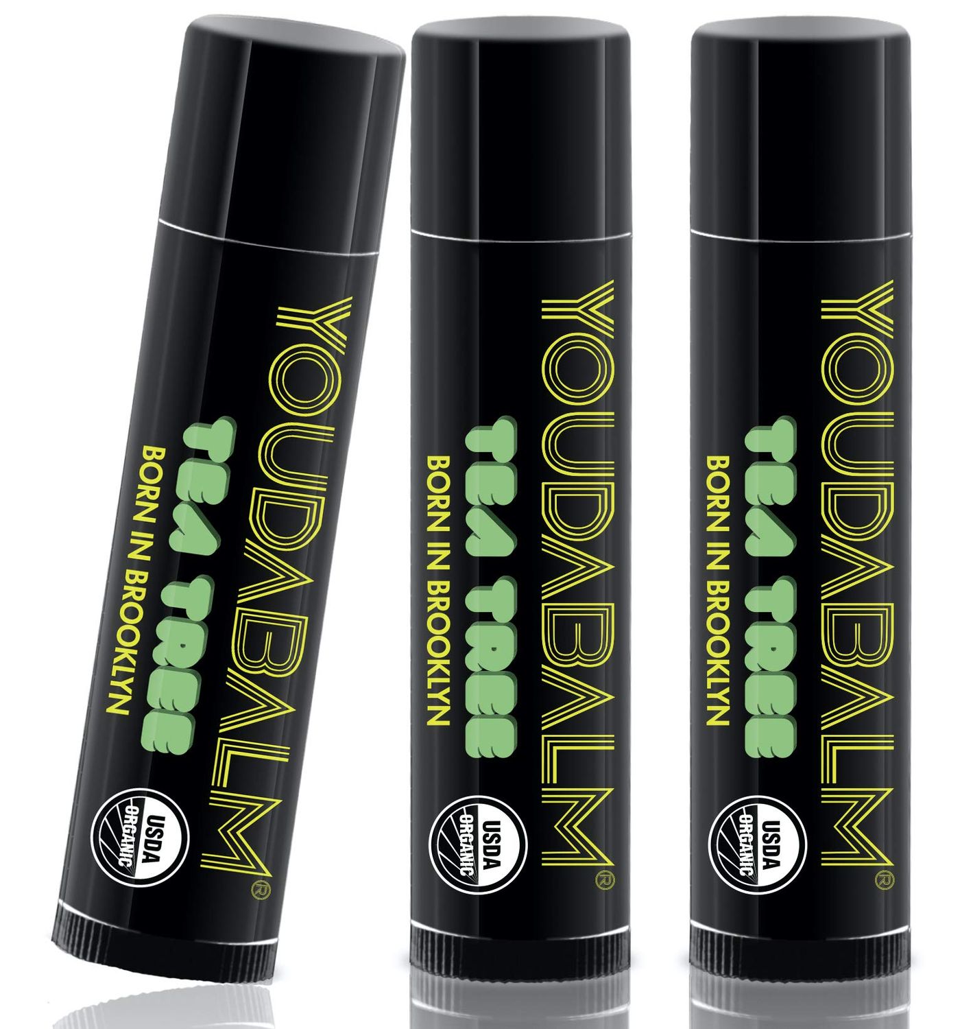 You Da Balm Organic Lip Balm, Tea Tree Flavor - 100 Natural Lip Moisturizer, USDA Certified - Lip Balm for Dry, Cracked Lips (3 Pack)
