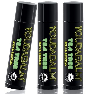 You Da Balm Organic Lip Balm, Tea Tree Flavor - 100 Natural Lip Moisturizer, USDA Certified - Lip Balm for Dry, Cracked Lips (3 Pack)