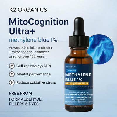 Methylene Blue Drops 2oz-MitoCognition Ultra 8-in-1 Pharmaceutical Grade 1 Solution Support Focus, Memory, Cognition and Energy-No Formaldehyde Third-Party Tested Brain Health Supplement for Humans