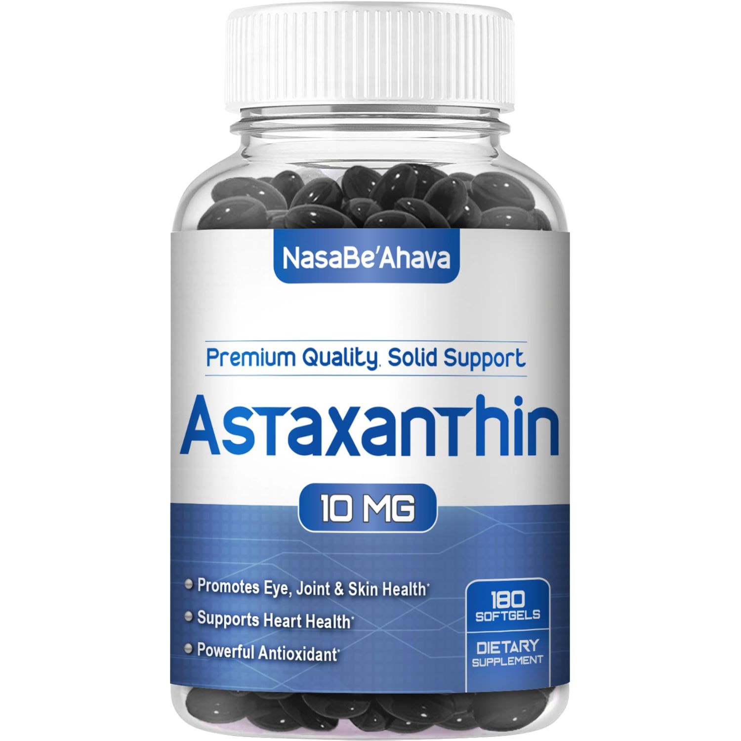 Astaxanthin Supplement for Men and Women | Antioxidant &amp; Carotenoid Rich Astaxanthin 10mg From Haematococcus Pluvialis Microalgae for Eye &amp; Skin Health Support (180 Day Supply) Packaging May Vary