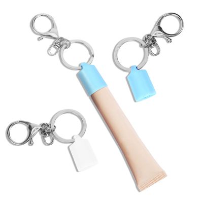 2Pcs Lip Gloss Keychain Compatible with Summer Fridays 0.5 oz Cap Keychain Replacement for LANGIGE 0.35 oz Lip Balm, Travel Size Lipgloss Holder Case with Keyring Portable Lipgloss Accessory(ONLY Cap)